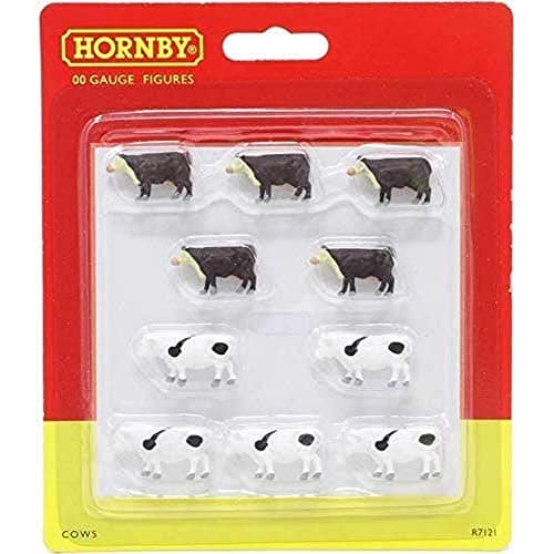 Image of Hornby R7121 Cows for Model Railway OO Gauge, Model Train Accessories for Adding Scenery, Dioramas, Woodland, Buildings and More, Model Making Kits - 1:76 Scale Model Accessory