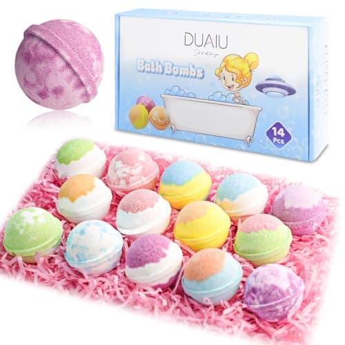 Image of DUAIU Bath Bombs for Women Gift Set 14 Pcs Fizzy Bubble Bath Bombs with Essential Oil Natural Organic Perfect for Bubble Spa Bath Birthday Mothers Day Gifts Idea for Her Wife Monther and Girlfriend