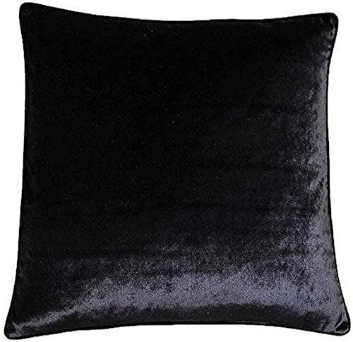Image of Riva Paoletti Luxe Velvet Feather Filled Cushion - Black - Soft Velvet Feel Fabric - Reversible - Hidden Zip Closure - Machine Washable - 100% Polyester Case - 55 x 55cm (22" x 22" inches)