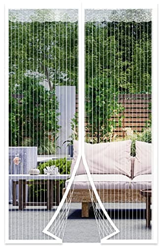 Image of DIKER Magnetic Fly Screen Door, Fly Nets for Doors 80 X 210cm, Door Fly Screen, Screen Mesh Insect Protection Door No Gap, Easy to Install Without Drilling, Keep Bugs Out Lets Fresh Air in, White