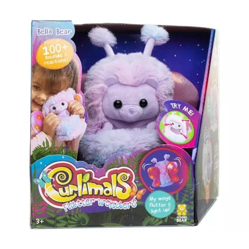 Image of Curlimals Flutter Wonders Bella Bear Teddy Bear, Interactive Cute Plush Butterfly with 100+ Sounds, Movements & Lights. Age 3+