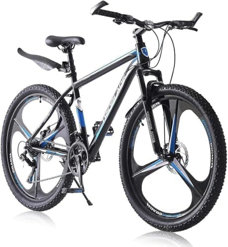 Image of LSBIKE 24/26/27.5 Inch Mountain Bike 21 Speed Drivetrain Bike Mountain Bicycle for Adult 3/10 Spoke Wheels bicycle Men Dual Suspension Hardtail Bike Women Sport Cycling (Black blue, 26inch)