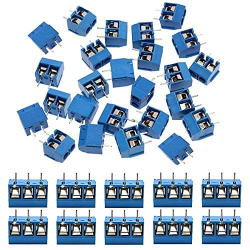 Image of KeeYees 60pcs 5mm Pitch 2 Pin & 3 Pin PCB Mount Screw Terminal Block Connector for Arduino DIY Project (50 x 2 Pin, 10 x 3 Pin)