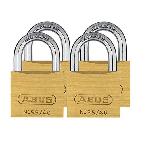 Image of ABUS Padlock 55/40 Quad Set, Brass, Weatherproof & Durable, Hardened Steel Shackle, Automatic Locking, Keyed Alike – for Doors, Gates, Cabinets & Cables