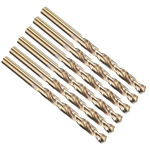 Image of PATIKIL 6.7mm Drill Bit 17/64", M35 Cobalt 5% High-Speed Steel Jobber Straight Shank 135° Gold Finish for Stainless Steel Hard Metal - 6 Pack