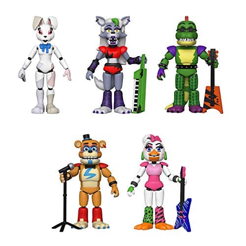 Image of Funko Action Figures! Set of 5 - Five Nights at Freddys - Security Breach - Pizzaplex - Glamrock Chica, Glamrock Freddy, Montgomery Gator, Roxanne Wolf and Vanny