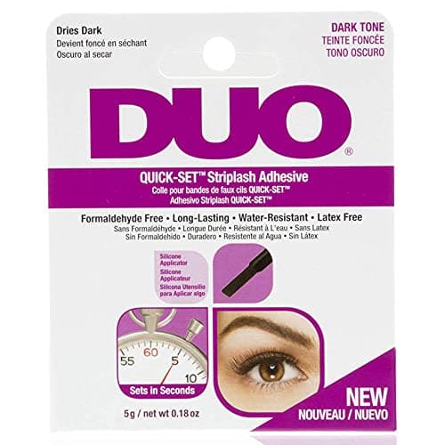 Image of DUO Quick-Set Striplash Adhesive | Strong Eyelash Glue with Lightweight Formula | Professional Lash Glue for Eyelash Extensions, Cluster Lashes, & Individual Eyelashes | Dark Tone, 0.18 Ounces