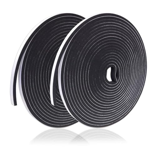 Image of GuangTouLSelf Adhesive Foam Strip, Weather Stripping Door Seal for Draught Excluder, Soundproof & Insulation Tape for Doors and Windows, For Ultra Narrow Gaps 1–3mm, 2 Rolls Total 10m (6mm x 3mm x 5m)