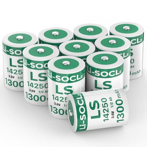 Image of 10 Pack LS14250 3.6V 1/2AA 1300mAh Lithium ER14250 Battery for SAFT Water Meter Electricity Generic Battery, Non-Rechargeable