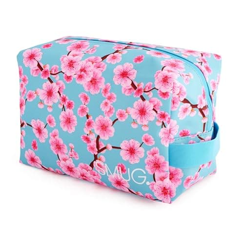 Image of SMUG Wash Bag | Waterproof Travel Toiletry Bags for Travelling, Gym, Shower, Shaving, Toiletries, Cosmetics & Makeup Bag | Large Washbag for Men & Women | Spacious & Easy to Clean | Cherry Blossom