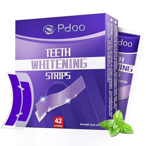 Image of Purple Teeth Whitening Strips 21 Treatments - Enamel-Safe & No-Sensitivity & No-Slip Whitening Strips - Fast Teeth Whitening Result in 7 Days - Whitening Kit for Coffee, Wine Stains Removal