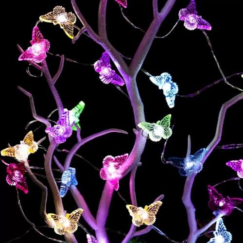 Image of DiiWmme Butterfly Fairy String Lights, 2M/20 LEDs Battery Operated Decorative Lights for Indoor Outdoor, Garden, Bedroom, Wedding, Valentine’s Day, Party Decorations(Butterfly)