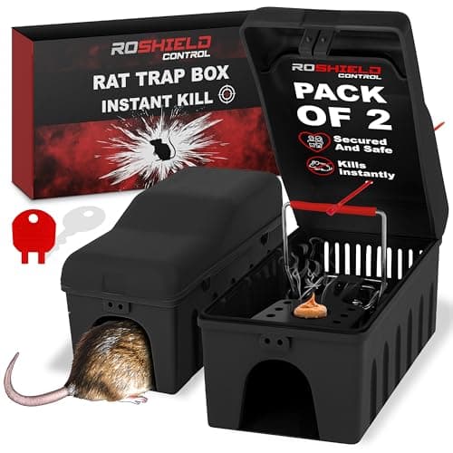 Image of ROSHIELD 2X Rat Trap Killer Box - Easy to Set Safety Box for Home, Shed & Garage Control & Treatment (Professional Quality, Pack of 2)