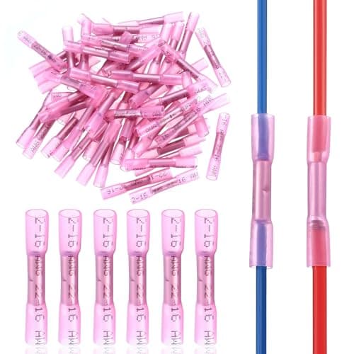 Image of 160pcs Heat Shrink Butt Connectors Kit, 22-16 AWG Heat Shrink Wire Crimp Connectors, Insulated Waterproof Electrical Wire Connectors for Ship Automotive Car Electrical Connectors Butt Terminals,Pink