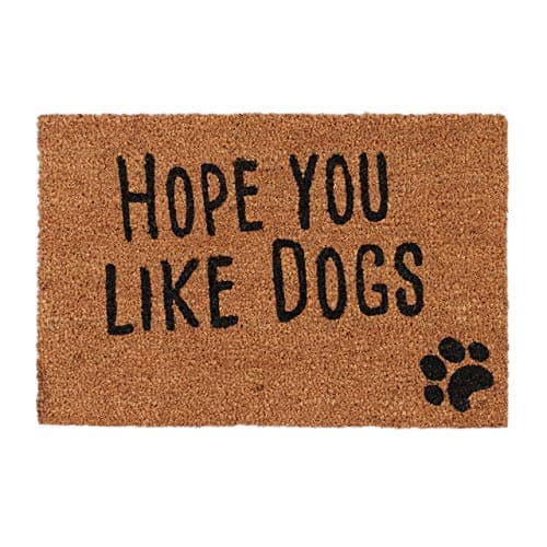 Image of Relaxdays Doormat with Slogan, Hope You Like Dogs, Animal Theme, Coconut Fibres, Outdoors, Indoors, Welcome Mat 40x60cm, Natural, Coir, Standard