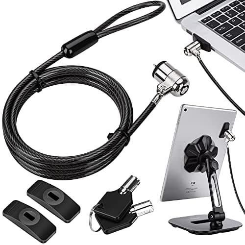 Image of AboveTEK Laptop Lock, Tablet Lock Security Cable, 2 Keys Durable Steel Pad Locking Kit w/Adhesive Anchors, Anti Theft Hardware Protection for Phone Mobile Notebook Computer Monitor Laptop