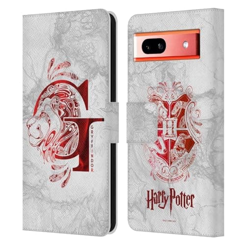 Image of Head Case Designs Officially Licensed Harry Potter Gryffindor Aguamenti Deathly Hallows IX Leather Wallet Case Compatible With Google Pixel 7a