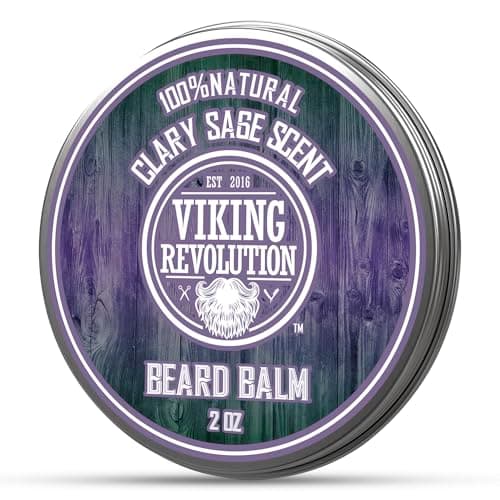 Image of Viking Revolution - Beard Balm - Natural Beard Balm For Men With Argan & Jojoba Oils- Styles, Strengthens & Softens - Beard Wax - Gifts For Men - Clary Sage - 57 g