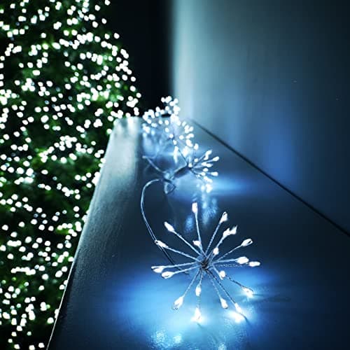 Image of Samuel ALEXANDER 200 LED 10 Starburst Premier Christmas Outdoor Battery Timer Lights in Cool White