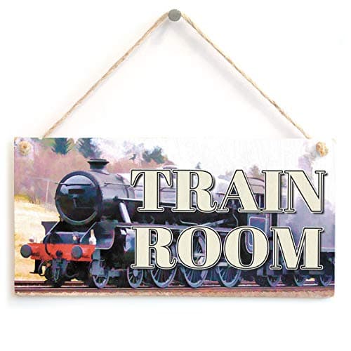 Image of Train Room Sign - Model Steam Train Wooden Plaque