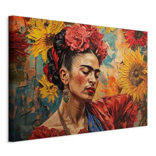 Image of murando - Hand-Textured Canvas Wall Art Frida Kahlo 120x80 cm 1 piece - Canvas Print with Acrylic Gel Texture - Painting Modern Art Photo Wall Decoration Nature Woman Botanical Colorful h-H-10050-b-a