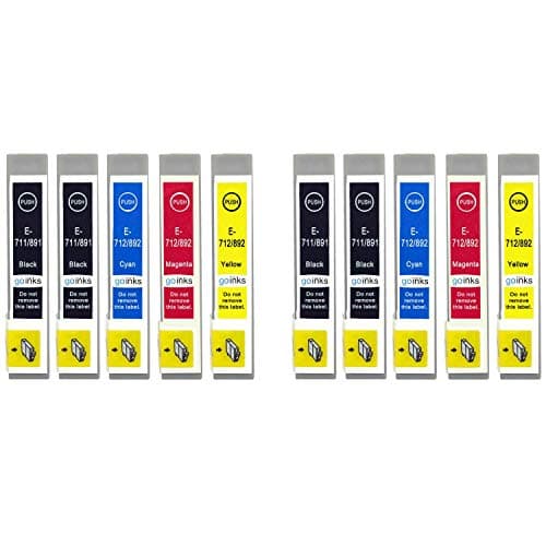Image of Go Inks Compatible T0715 + T0711 Ink Cartridges - 10 Pack replaces T0711 T0712 T0713 T0714 for Epson Stylus Printers - 15ml & 13.5ml - Black, Cyan, Magenta, Yellow - 2x Set + Extra Black