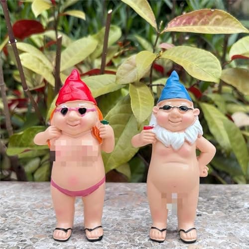 Image of Garden Gnomes, Garden Gnomes Outdoor, Gnome, Garden Gnome, Funny Garden Ornaments (light red+blue)