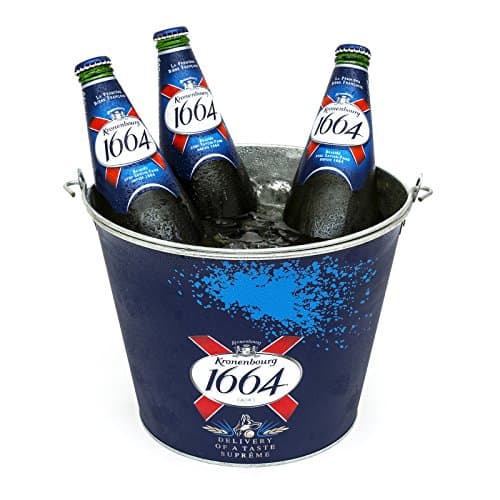 Image of Kronenbourg 1664 Beer Bier Metal Ice Bucket Blue Home Pub Bar Party Drinks Cooler Chiller