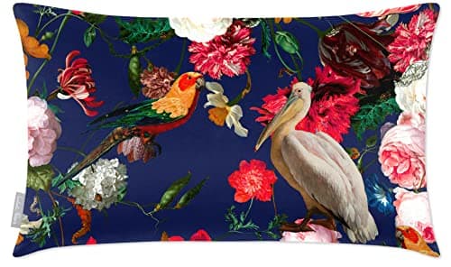 Image of Izabela Peters Cushions With Covers Included, Filled Cushion, Eco-Friendly Velvet Cushions, 55 x 35 cm, Peruvian Paradise - Midnight, Chair Cushions, Sofa Cushions, Seat Cushions