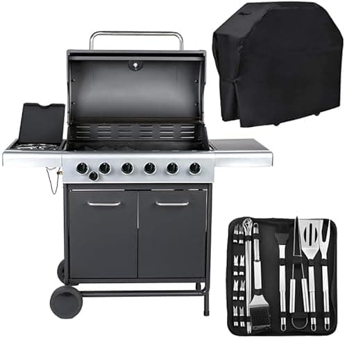 Image of Embermann Prestige 6 Burner Gas Barbecue with Side Burner