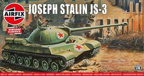 Image of Airfix Vintage Classics Set - A01307V Joseph Stalin JS3 Russian Tank - Plastic Model Tank Kits for Adults & Children 8+, Set Includes 67 Pieces, Sprues & Decals - 1:76 Scale Model Tank Set