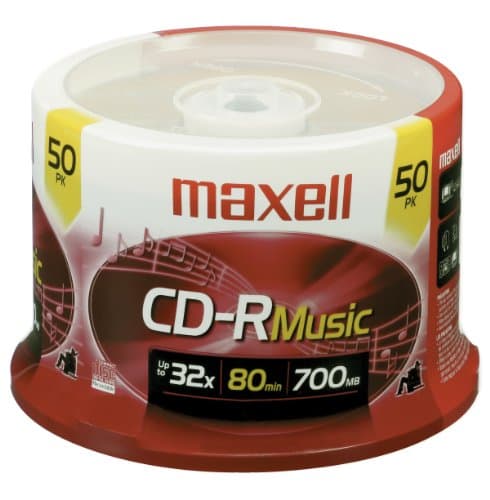 Image of Maxell 625156 - CDR80MU50PK 80-Minute Music CD-Rs (50-ct Spindle) Red