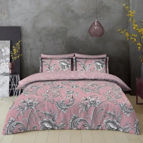 Image of Goldstar Imogen Duvet Cover Reversible Blush Pink Floral Bedding Set With Pillow Case, Single