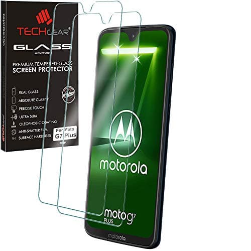 Image of TECHGEAR Moto G7 Plus Screen Protectors, [2 Pack] GLASS Edition Genuine Tempered Glass Screen Protector Guards Cover Compatible with Motorola Moto G7 Plus