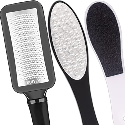 Image of 3 PCS Professional Foot File for Hard Skin - Anti Rust Stainless Steel Foot Scraper Hard Skin Remover - Callus Remover for Feet & Cracked Heels - Ergonomic Foot Scrubber for Dry Dead Skin Care