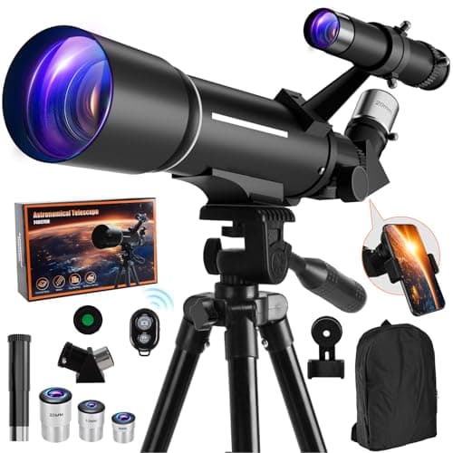Image of Sovonix Telescope for Kids, 70mm Aperture 500mm Focus Length, Telescopes for Astronomy Adult Beginners, Moon filter, Refractor Portable Telescope with Tripod, Phone Adapter and Carrying Bag