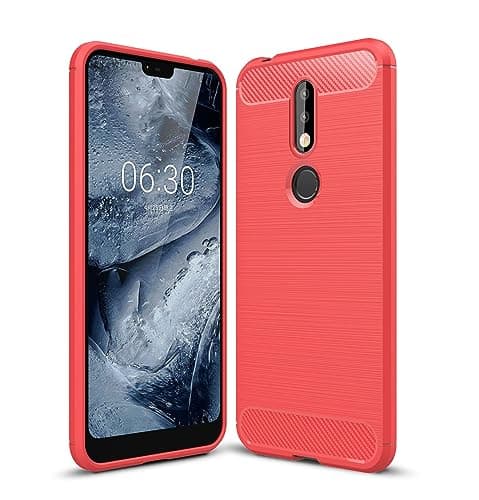 Image of CruzerLite Nokia 7.1 Case, Carbon Fiber Shock Absorption Slim Case for Nokia 7.1 (2018) (Red)