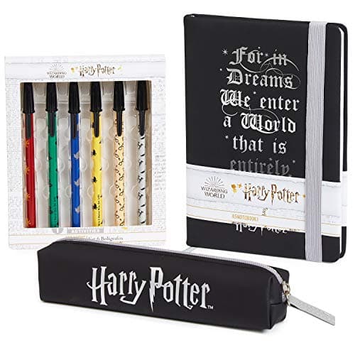 Image of Harry Potter A5 Notebook and Pencil Case for Girls and Boys Stationery Set with Pens, School Supplies for Kids and Teens, (Black)