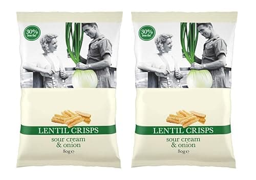 Image of Lentil Crisps Sour Cream & Onion, 30% Less Fat, Suitable for Vegetarians, 80g, Pack of 2