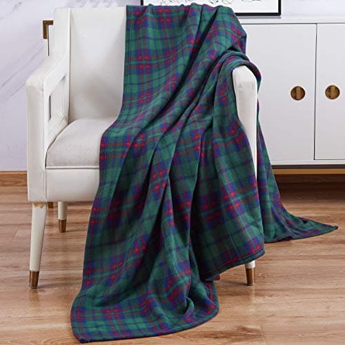Image of Adore Home Soft and Warm King 200x240cm Tartan Check Printed Fleece Throw for Sofa Bed Travel Car Blanket (Green Check)
