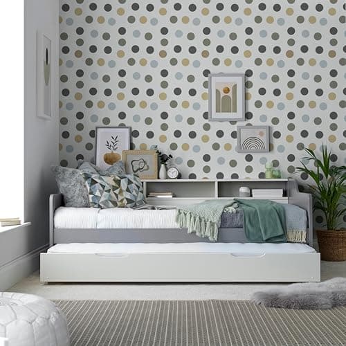 Image of Tyler Wooden Day Bed Guest Bed With Storage Single (Grey and White, Bed Only)