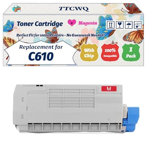 Image of Compatible for Okidata OKI C610 Toner Cartridge Work for Okidata OKI C610 Printers, with Chip, High Yield 8000 Pages, High-Definition Printing (1 Pack Magenta)