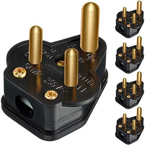 Image of 5 Amp Round Pin Plugs Mains Plug 3 Pin Lighting Plugs for Stage Lighting Lamp (5, Black)