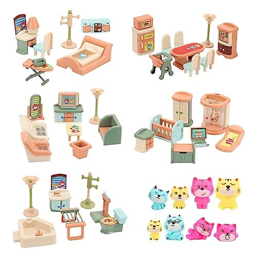 Image of BananMelonBM 50 Pack Kids Little Dollhouse Furniture Set Toys House Big Dreams for Baby Children Girls Boys Age 3+,Miniature Accessories Educational Pretend Play Toys for Toddler