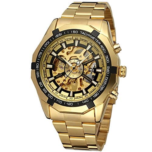 Image of Gute Mens Watches, Mechanical Automatic Stainless Steel Waterproof Watch for Men, Luxury Big Face Multi Functional Tourbillon Calendar Wristwatch