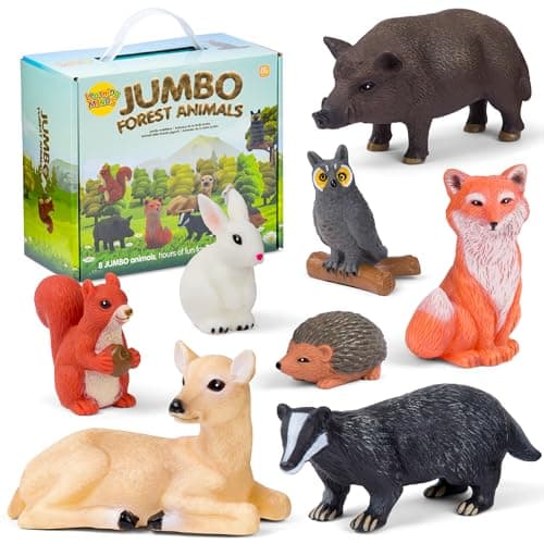 Image of Learning Minds Set of 8 Jumbo Forest Animal Figures - Woodland Animals For 1,2,3 Year Olds - Toy Animals For Kids Age 18 Months Plus - Toys For 1 Year Old Boys