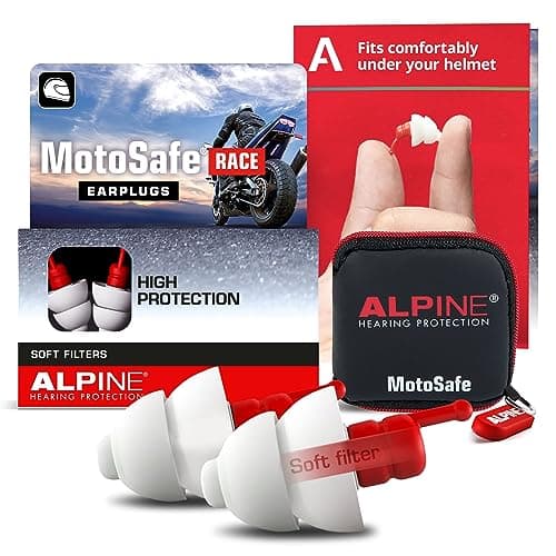 Image of Alpine MotoSafe Race Motorcycle Earplugs - Prevent Hearing Damage While Motorcycling & Traffic Still Audible - Comfortable Hypoallergenic Motorbike Earplugs - Reusable, 1 Pair