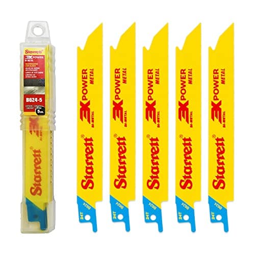 Image of Starrett Metal Cutting Reciprocating Saw Blade - 5 Pieces B624-5 150 mm/6" Inch 24 TPI Unified Shank Straight Cut Bi-Metal - Compatible with Bosch Dewalt Makita & Many Others
