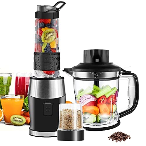 Image of WAWORIO 700W 3-in-1 Multifunctional Blender, Smoothie Maker, Meat Chopper, Coffee Grinder with 570ml Sports Bottle, BPA-Free Tritan