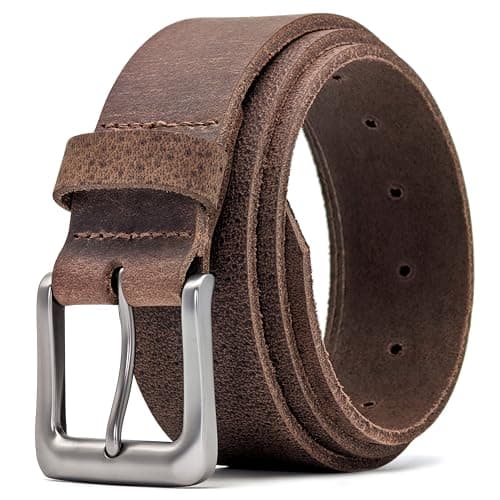 Image of Ashford Ridge Men’s Full Grain Leather Belt - Heavy Duty 1.5” Casual & Work Leather Jeans Belt with Matte Metal Buckle - Made in England - Vintage Brown Large